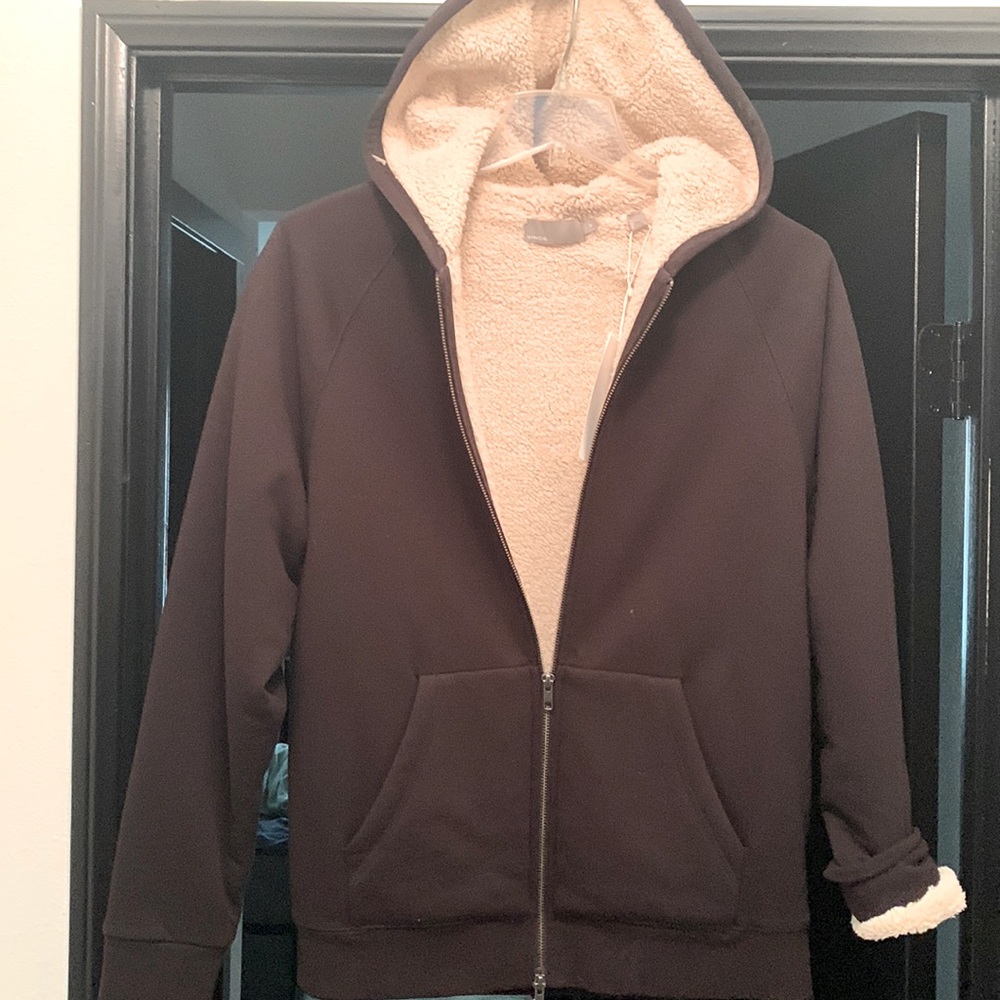 Vince mens medium fleece fuex fur lined black